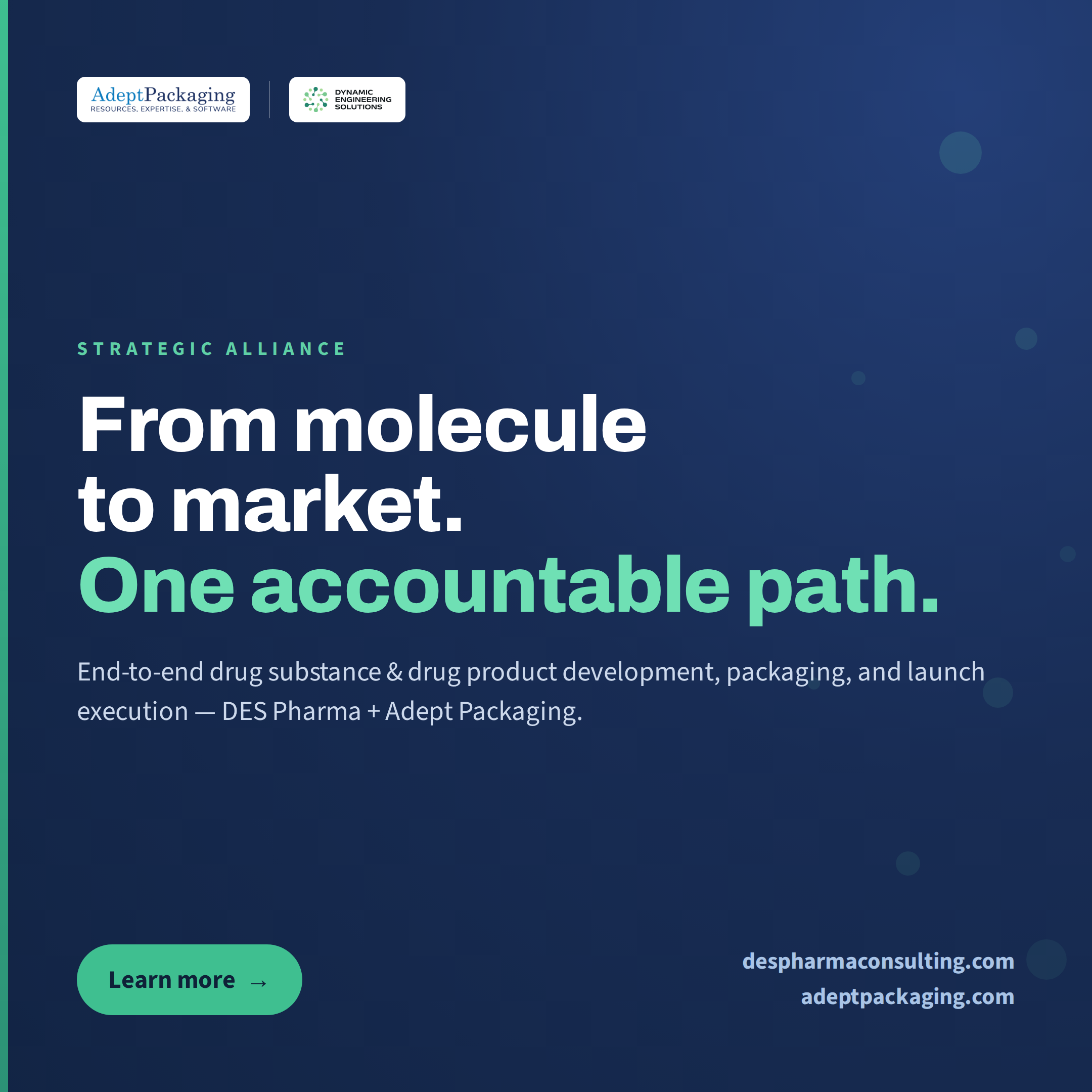 DES Pharma Consulting and Adept Packaging Announce Strategic Alliance to Integrate CMC Strategy with Pharmaceutical Packaging Execution  Teaser